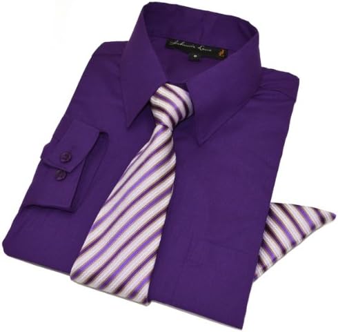 Johnnie Lene Boys Long Sleeve Dress Shirt with Tie and Handkerchief
