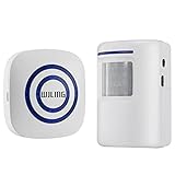 WJLING Home Security Alarm, Wireless Driveway Alert: Infrared Motion Sensor Chime with 1 Receiver and 1 Sensor -38 Chime Tunes - LED Indicators