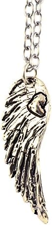Island Cowgirl Soul Awake Necklace, Silver Plated Wing Pendant with a Heart N463