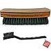 TAKAVU 6.7" Leather & Textile Cleaning Brush, Durable Soft Nylon Bristles, Free Detailing Brush, Unique Concave Design Wood Handle for Car Interior Seat Carpet Upholstery Couch Furniture Boots Shoes primary