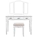 SONGMICS Vanity Set, 3 Large Drawers, Tri Folding Mirror, Make-up Dressing Table with Cushioned Stool, Easy Assembly, Gift for Mom White