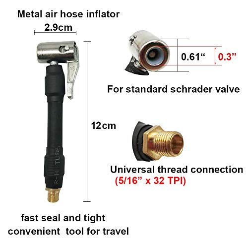 Melphan-Auto 2PCs Air Inflator Hose Adapter Convert Twist On Connection to Lock On Connection, Locking Air Chuck with Air Hose and Standard Tire Valve Fine Thread