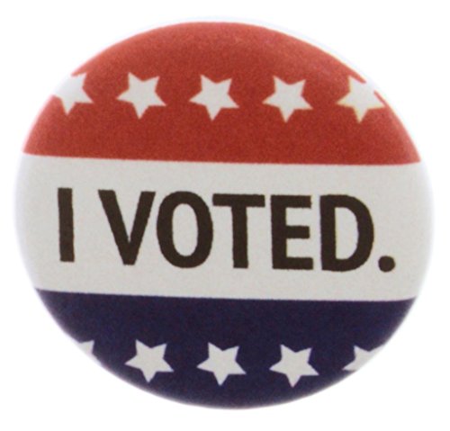 A&T Designs I Voted 1.25" Pinback Button Pin Red White Blue Stars Election