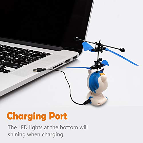 COOVEE Flying Ball Toy, Hand-Controlled Rechargeable Infrared Induction Drone RC Flying Toy Built-in Shining LED Lights for Kids