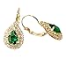 Navachi 18k Gold Plated Water Drop Green Zircon Crystal Leverback Earrings