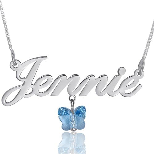 Sterling Silver Charm Name Necklace – Personalized &amp; Custom Made Name for Her