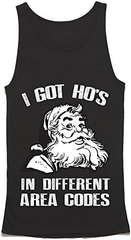 I Got Ho's In Different Areas Codes Santa Tank Top - Funny Christmas Shirt Bl...
