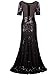 Vijiv 1920s Long Wedding Prom Dresses 2/3 Sleeves Sequin Beaded Party Formal Evening Gowns Black