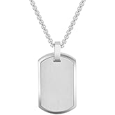 Geoffrey Beene Men's Stainless Steel Engravable Dog Tag Pendant Box Chain Necklace