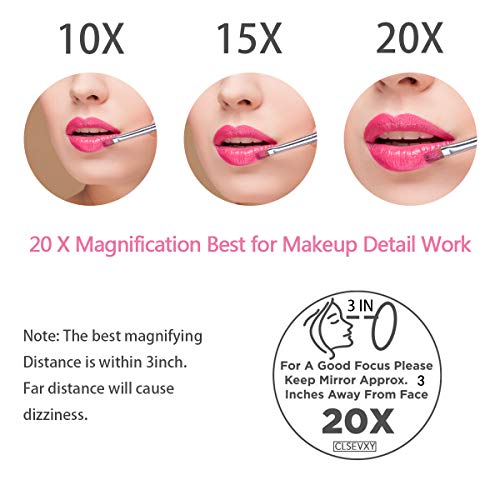 20X Magnifying Mirror with 3 Suction Cups for Easy Mounting- Use for Makeup Application - Tweezing - and Blackhead/Blemish Removal - 4 Inch Round Mirror Comes with 1PC Storage Bag - Thumbnail 3