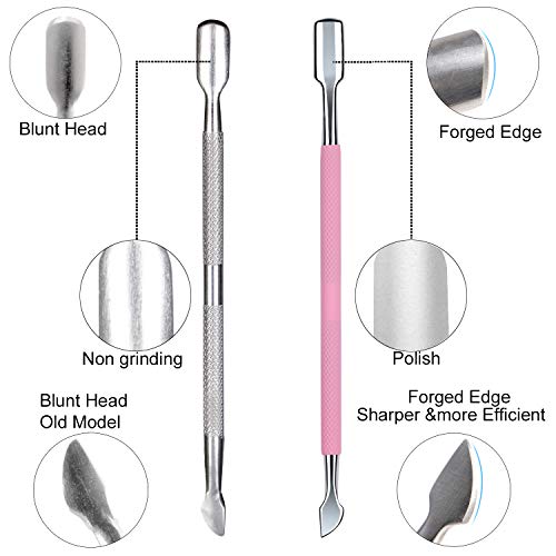 Cuticle Trimmer with Cuticle Pusher - Ejiubas Pink Cuticle Nipper Stainless Steel Nail Clipper Cutter Dead Skin Remover Scissor Manicure Pedicure Tools