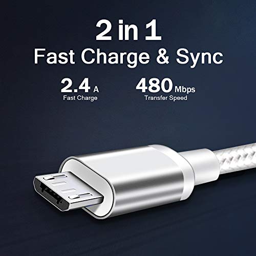 Micro USB Cable 10ft 3 Pack Android Charger Cable Extra Long Nylon Braided Charging Cord High Speed Durable Fast Charging for Samsung Galaxy S7 Edge S6 S5 Android Phone