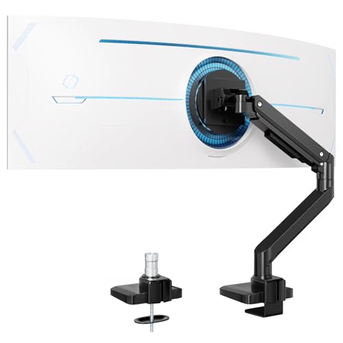 Monitor Halterung 1 Monitor Für 17-49 Zoll Flach & Curved Bildschirm, Robuster Gasfeder-Monitorhalterung Höhenverstellbar mit Neigungen, Erhöhte Tragf