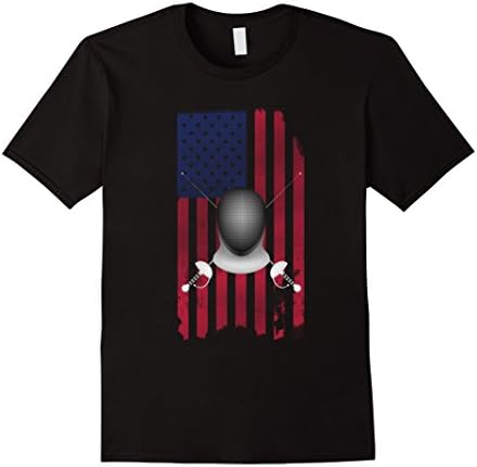 Men's American Flag Fencer T Shirt Small Black