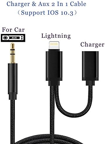 Aux Cord for iPhone 7, iPhone 7 Plus Aux Adapter, 3.5mm Audio Cable Lightning Car Aux Charger Adapter for iPhone 7/7 Plus, Perfect for Car/Home Stereos(Supports Latest iOS 10 / 11) (Black)