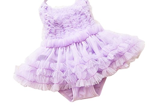 Taiycyxgan Girls Princess Lace Layer Swimsuit TuTu Dress One-Pieces Swimwear Tankini,Purple,XX-Large / 6-7 Years - Thumbnail 4