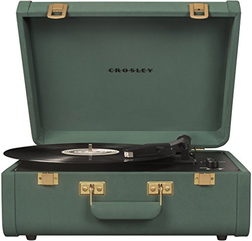 Crosley Portfolio Vintage 3-Speed Bluetooth Suitcase Turntable with Built-in Speakers, Quetzal