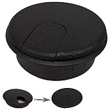 Electriduct 2 - Piece Plastic Desk Grommets (Black, 3.5" Flip-Top)