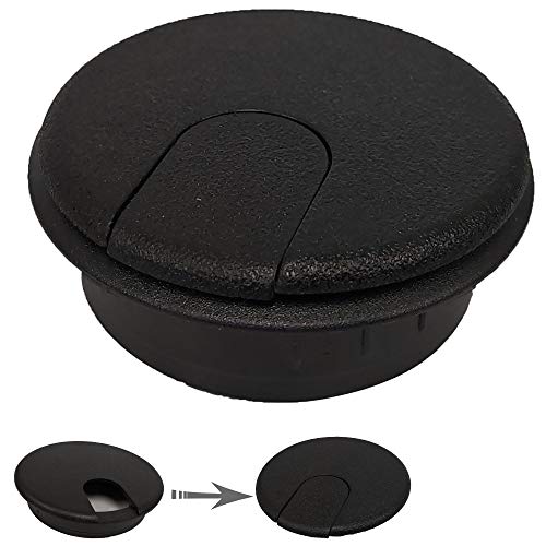 Electriduct 2 - Piece Plastic Desk Grommets (Black, 3.5" Flip-Top)