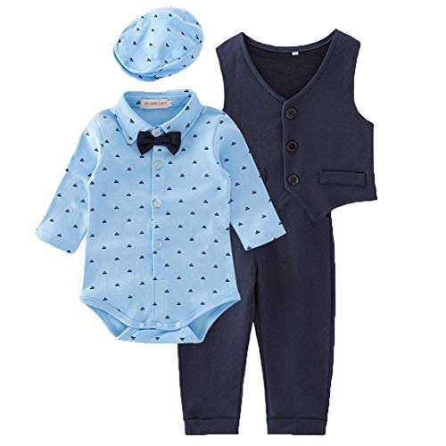 ZOEREA Baby Jongens Kleding set Lange Mouwen Rompertje + Broek + Hoed Kinderen Gentleman Banket Ceremonie Jumpsuits… - Image 3