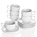 Teocera Porcelain Cappuccino Cups with Saucers - 8 Ounce for Specialty Coffee Drinks, Cappuccino and Tea - Set of 6, Matte White