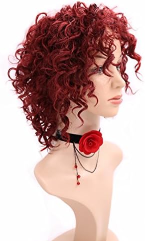Short Curly Fiber Wigs Dark Red Replacement Synthetic Hair Wig for Black Women(338#)