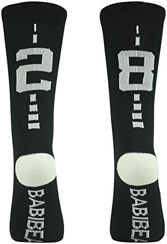Youth and Kids Football Socks, Mid Calf Custom Team Number Socks for Baseball, Soccer, Basketball 1 Pair Black