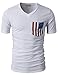 H2H Mens Casual V-neck Short Sleeve T-shirts with American Flag Chest Pocket