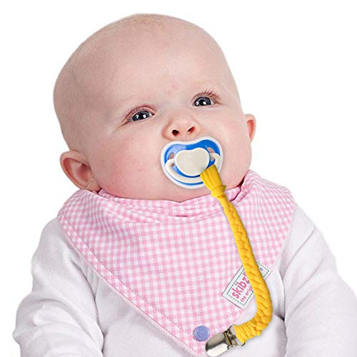 Pacifier Clip Monocho Universal Baby Pacifier Clip Braided Pacifier Holder Teething Ring for Boys and Girls Baby Teething Toy Pacifier Leash 6 Pack