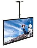 Mount-It Ceiling TV Mount For 32 37 40 42 43 50 55 60 65 70 Inch Flat Panel Televisions, Articulating Hanging Swivel TV Pole Bracket Adjustable Height 175 Pound Capacity, Black (MI-501B), Single