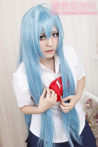 blue Long straight cosplay wig Women and young men wave wig | vines and Yi Liou cosplay wig wig