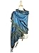 Women's Double Layered Border Pattern Reversible Pashmina Shawl Scarf Wrap Stole (003-24 Mid Blue)