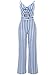 Women's Strap Stripe High Waist Wide Leg Long Pants Jumpsuits Rompers