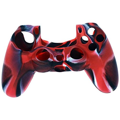 Game Controller Accessories,Ikevan Soft Camouflage Silicone Case Cover For Playstation PS4 Controller (Red)