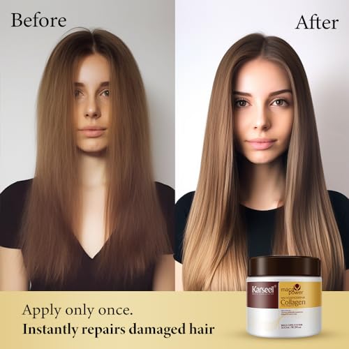 Karseell Collagen Hair Mask Maca Power, Deep Repair Hair Treatment Mask for Dry Damaged Hair All Hair Types, 500ml
