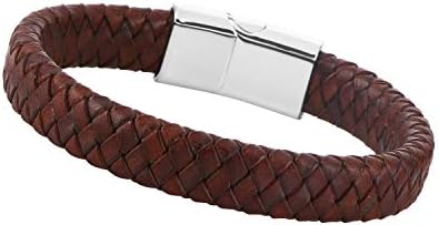 STUSH Punk Mens Leather Bracelet with Magnetic Clasp, Birthday Gift for Men