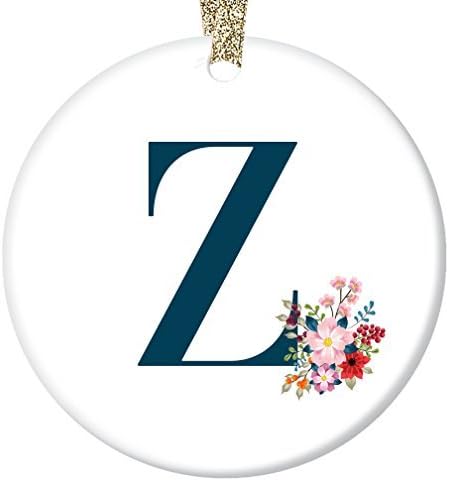 Amazon Co Jp Iliogine 名前 イニシャル クリスマスオーナメント 文字 Z ホリデープレゼント 女性 先生 隣人 親戚 かわいい花 最初の名字z モノグラム フラット 磁器 記念品 ホーム キッチン