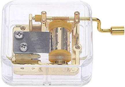 XQX 18 Note Acrylic Clear Gold Hand Cranked Gurdy Musical Mechanism Music Box Musical Movement