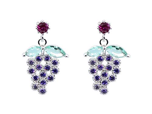 Goddess Area Elegant Silver Grape Earrings Necklace for Women Jewelry Beach Party Daily with Gift Box(Grape)