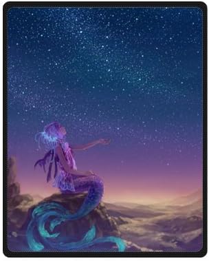 Anime Fantasy Mermaid Under Beautiful Starry Sky Home Fleece Blanket 40"x50" Small ( Personalized / Custom Blanket / Machine Washable ) New Blankets