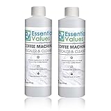 Essential Values Universal Descaling Solution (2 Pack / 4 Uses Total), Designed to Clean Keurig, Nespresso, Delonghi and All Single Use Coffee Pot and Espresso Machines - Proudly Made In USA