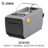 Zebra - ZD410 Wireless Direct Thermal Desktop Printer for Labels, Receipts, Barcodes, Tags, and Wrist Bands - Print Width of 2 in - USB, Bluetooth, and Wifi Connectivity