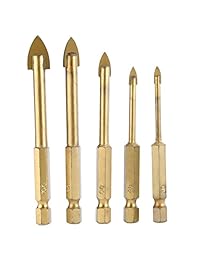 ocgig 5 piezas vástago hexagonal vidrio y brocas para azulejos, 3 mm, 4 mm, 6 mm, 8 mm, 10 mm