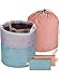 Bememo 2 Pieces Barrel Shaped Travel Bag Makeup Bag Cosmetic Bag Travel Kit Organizer Bathroom Storage Carry Case Toiletry Bags (Green and Pink) primary