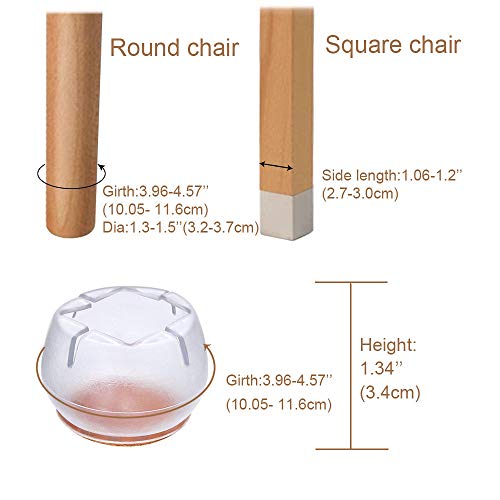 LZYMSZ 32 Pack Chair Leg Wood Floor Protectors,Silicone Floor Protector Table Feet Covers,Round Chair Leg Caps with Felt Pads,Chair Feet Glides Furniture Carpet Saver(Round, 1-3/10 to 1-1/2)