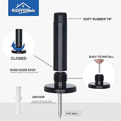 HOMOTEK 5 Pack Heavy Duty Solid Rigid Door Stops Bumper Sound Dampening Door Stoppers with Soft
