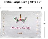 Baby Milestone Blanket Soft Fleece Material| Unicorn Theme Blanket for Babies| Premium Fleece Milestone Blanket| Extra Large 60 x 40 Blanket| Newborn Photography-Growth Blanket