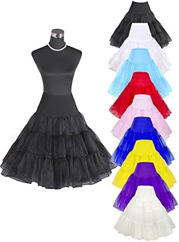 Yijunqing 50s Vintage Rockabilly Petticoat Tutu, 26" Length Net Underskirt