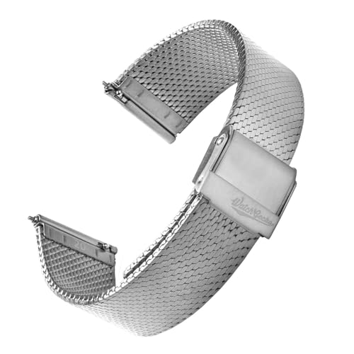 WatchGecko Calibre 1960 Mesh Watch Strap, Ultra-Flat Steel Band, Vintage-Inspired