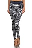 WHITE APPAREL Seamless Graphic Jacquard Leggings Plush Lining-Snow